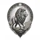 sun rise, sky, lion walking along horizon depicts the silhouette tattoo design idea