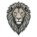 sun rise, sky, lion walking along tattoo design idea