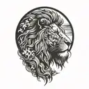 sun rise,  sky, lion walking sidewards tattoo design idea