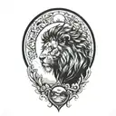 sun rise,  sky, lion walking sidewards tattoo design idea