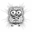 spongebob in flower tattoo design idea