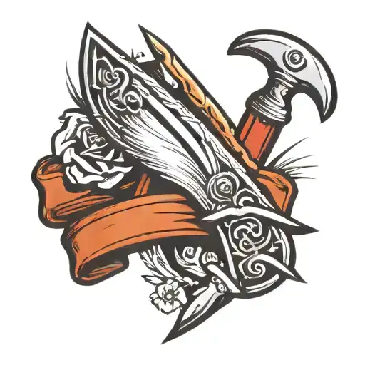 straight razor blade stylized tattoo design idea