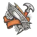 straight razor blade stylized tattoo design idea