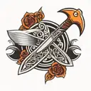 straight razor blade stylized tattoo design idea