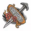 straight razor blade stylized tattoo design idea