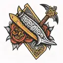 straight razor blade stylized tattoo design idea