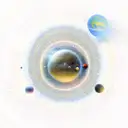 Galaxy-themed solar system with planets and stars arranged in the golden ratio tattoo design idea