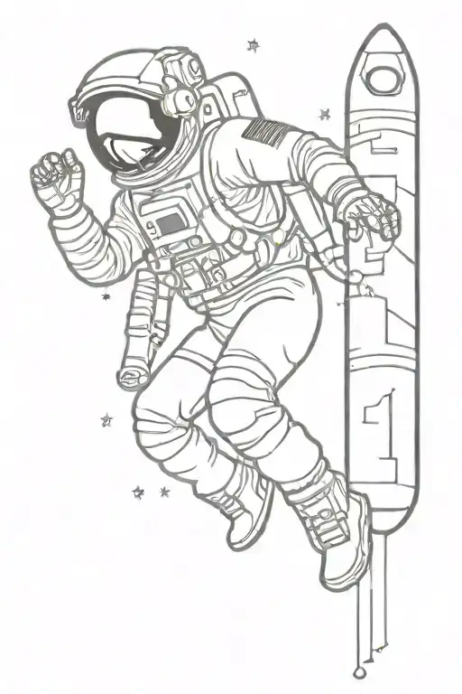 astronaut floating in space tattoo design idea