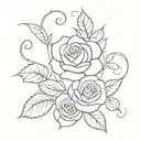 simple outline roses heart vine   tattoo design idea