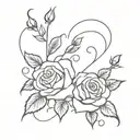 simple outline roses heart vine   tattoo design idea