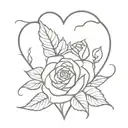 simple outline roses heart vine   tattoo design idea