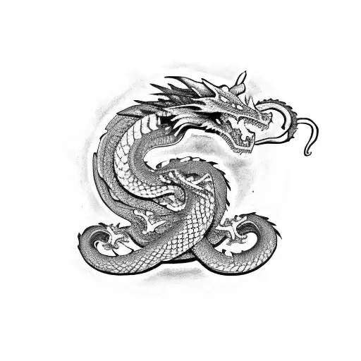dragon with snake and skull tattoo tattoo design idea