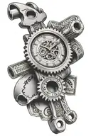 wrench with a Rolex and $100 bills tattoo design idea