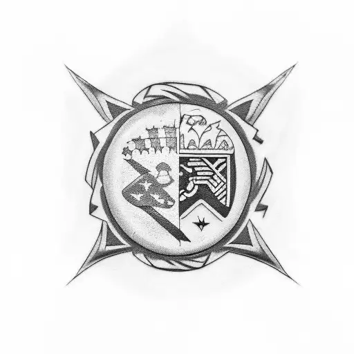 Taino simbols and puerto rico flag tattoo design idea