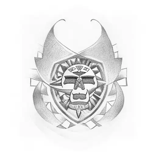 Taino simbols and puerto rico flag tattoo design idea