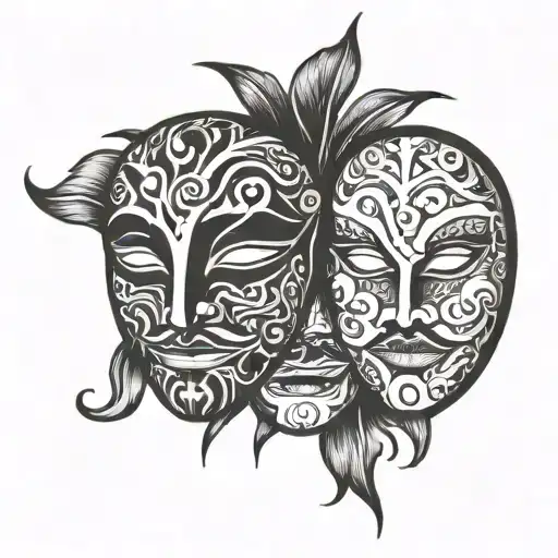 comedy and drama mask fawkse style tattoo tattoo design idea