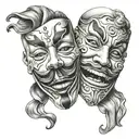 comedy and drama masks tattoo design idea