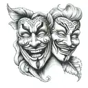 comedy and drama masks tattoo design idea