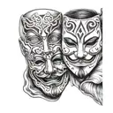 comedy and drama masks tattoo design idea