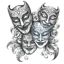 comedy and drama masks tattoo design idea