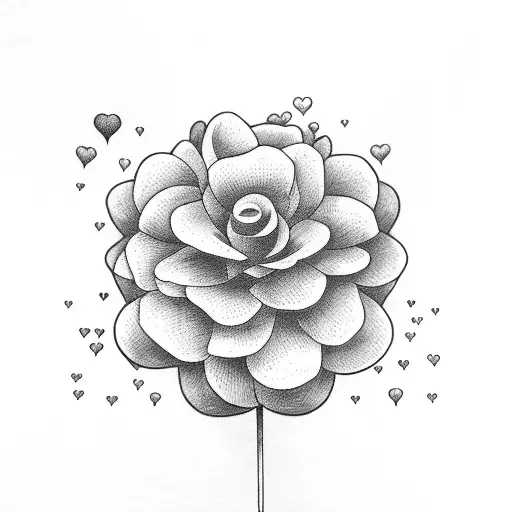 balloon hearts and a flower tattoo design idea