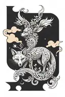 fox and virgo zodiac sign tattoo design idea