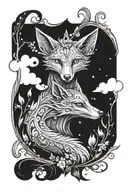 fox and virgo zodiac sign tattoo design idea