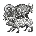 Ram and wild boar tattoo design idea
