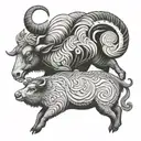 Ram and wild boar tattoo design idea