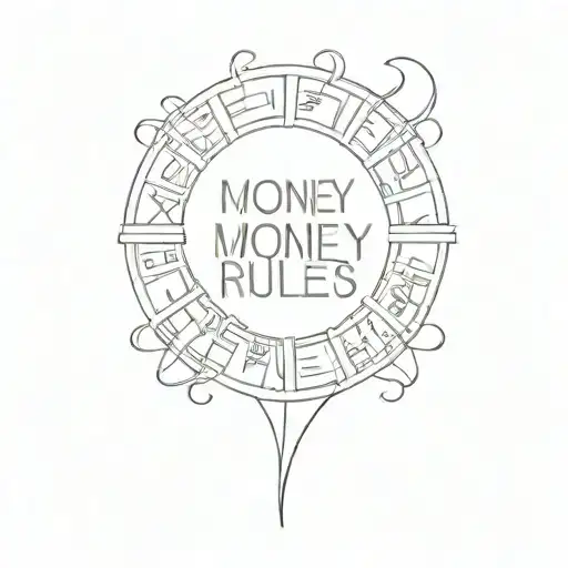 Money and words that say "Money Rules Everything Around tattoo design idea