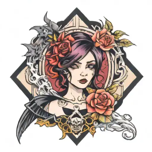 goth style with anime villains tattoo design idea