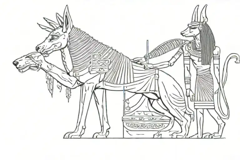 anubis and ra egyptian god tattoo design idea