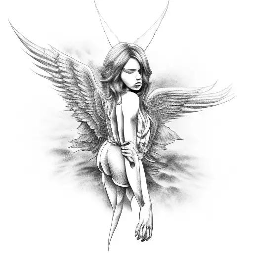  fallen angel tattoo design idea