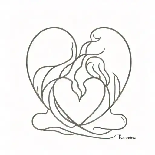 A minimalist design of a mother's heart being divided into two halves, each half representing one of her sons tattoo design idea