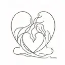 A minimalist design of a mother's heart being divided into two halves, each half representing one of her sons tattoo design idea