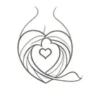 A minimalist design of a mother's heart being divided into two halves, each half representing one of her sons tattoo design idea