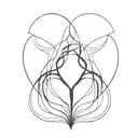 A minimalist design of a mother's heart being divided into two halves, each half representing one of her sons tattoo design idea