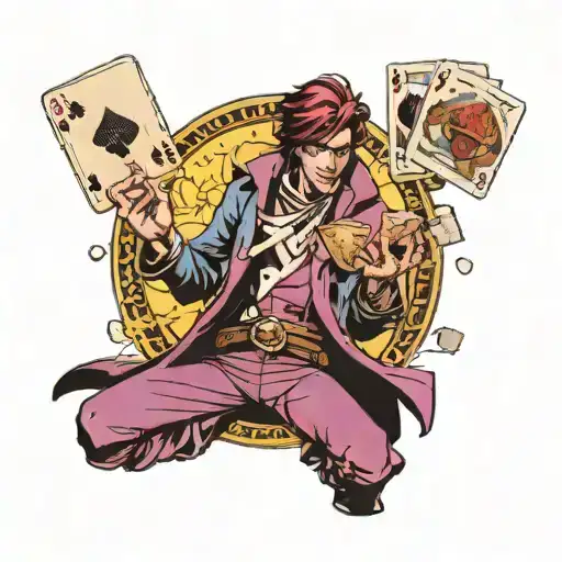 marvel's gambit throwing magic cards tattoo design idea