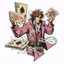 marvel's gambit throwing magic cards tattoo design idea