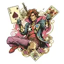 marvel's gambit throwing magic cards tattoo design idea