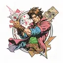 marvel's gambit throwing magic cards tattoo design idea