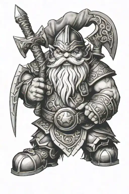 Dwarf warrior  tattoo design idea