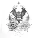 Create a sleeve tattoo featuring vultures carrying roses in their talons tattoo design idea