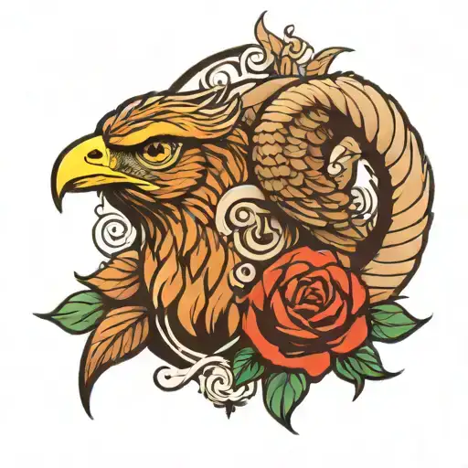 hawk and ram  tattoo design idea