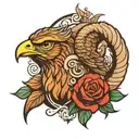 hawk and ram  tattoo design idea