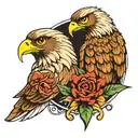 hawk and ram  tattoo design idea