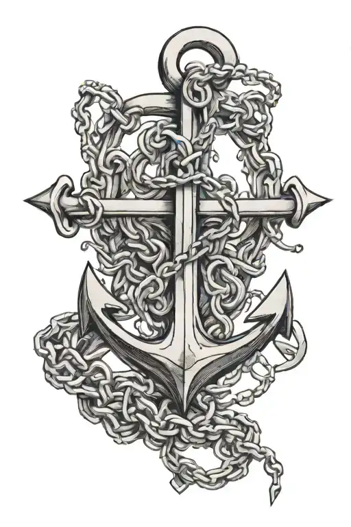 anchor and chain wrapped tattoo design idea