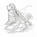  thin antique stone road linear tattoo design idea