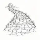  thin antique stone road linear tattoo design idea