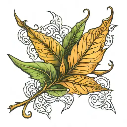 leaf of Lorien with tecendil writing "not idly will I fall 11/15" tattoo design idea